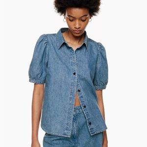 Aritzia Wilfred ‘Auteur’ Puff Sleeve Denim Shirt - M